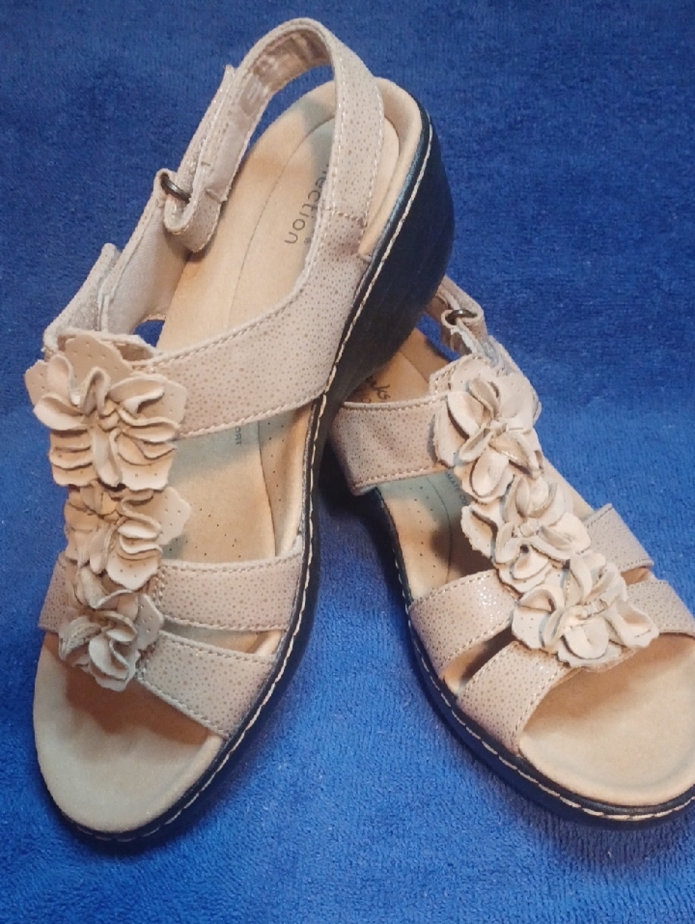 Clarks Beige Floral Slingback Sandals